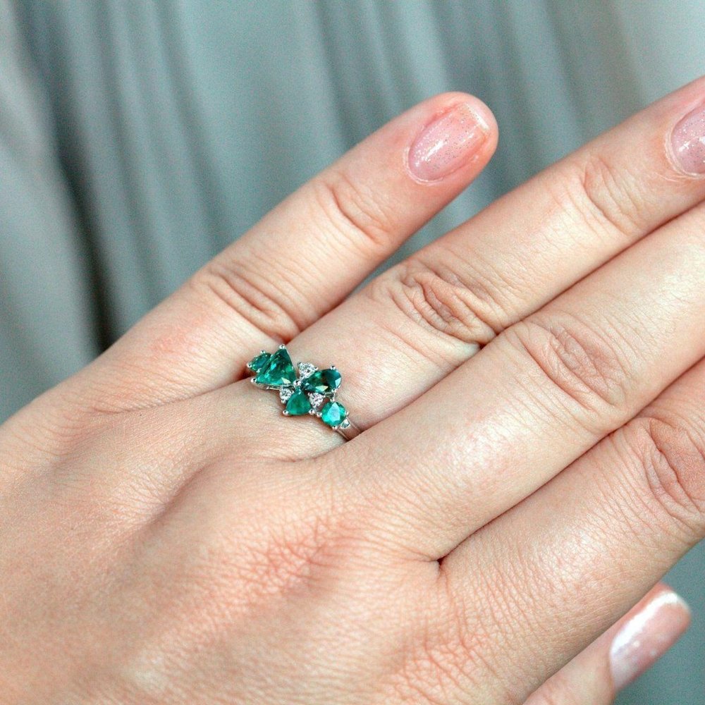 Natural Alexandrite Diamond 18k White Gold Ring - Picture 2 of 6